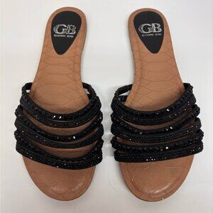 Gianni Bini Black and Brown Sandals with Studded Straps